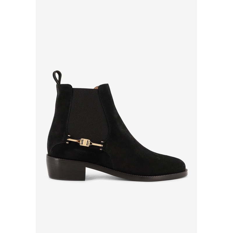 F Buckle Chelsea Boots in Suede