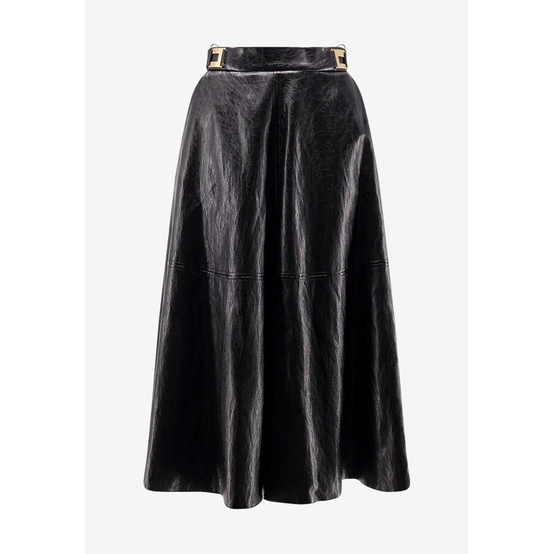 Faux Leather Flared Skirt