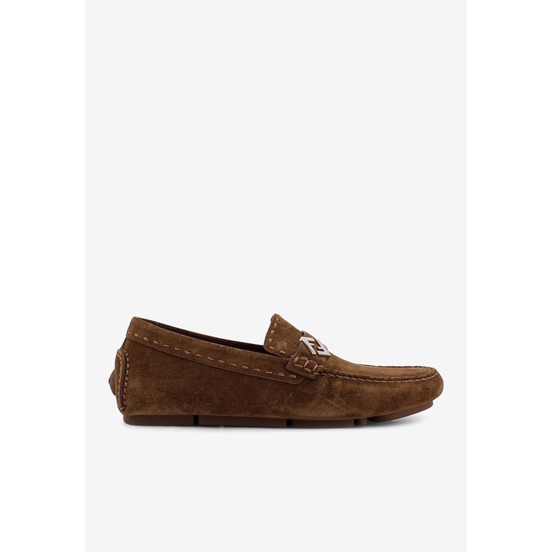FF Logo Suede Loafers