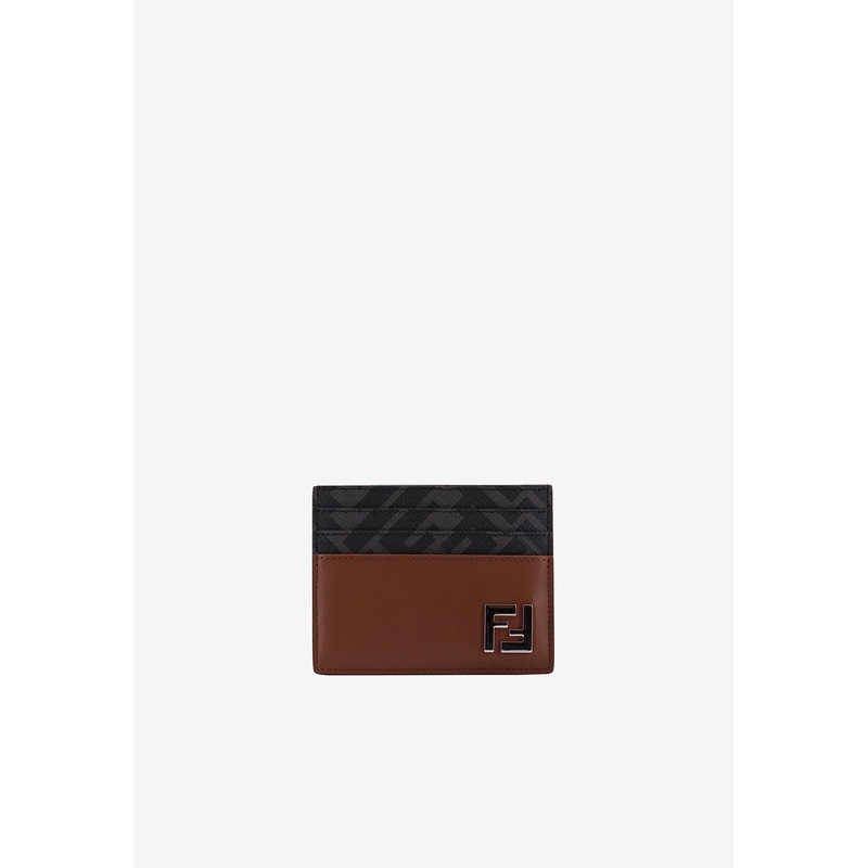 FF Squared Leather and Canvas Cardholder