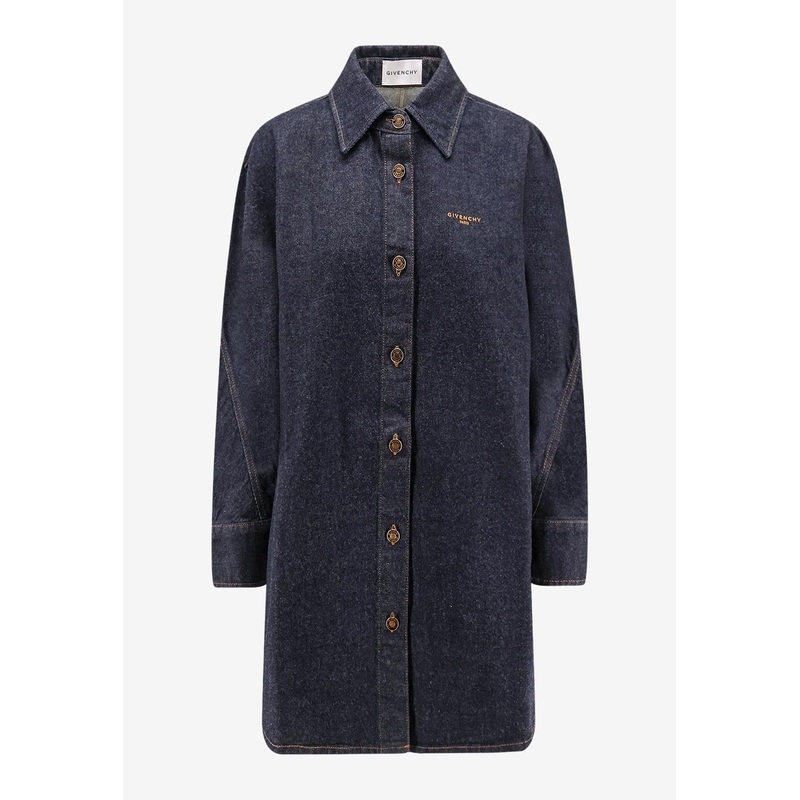 Logo Embroidered Cocoon Denim Shirt