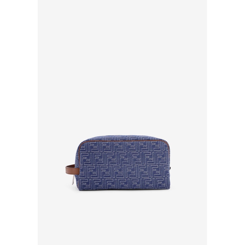 Medium FF Jacquard Denim Pouch