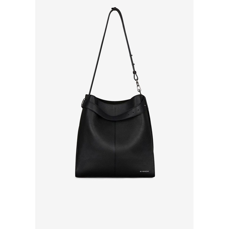 Medium Grained Leather Belted Shoulder Bag
