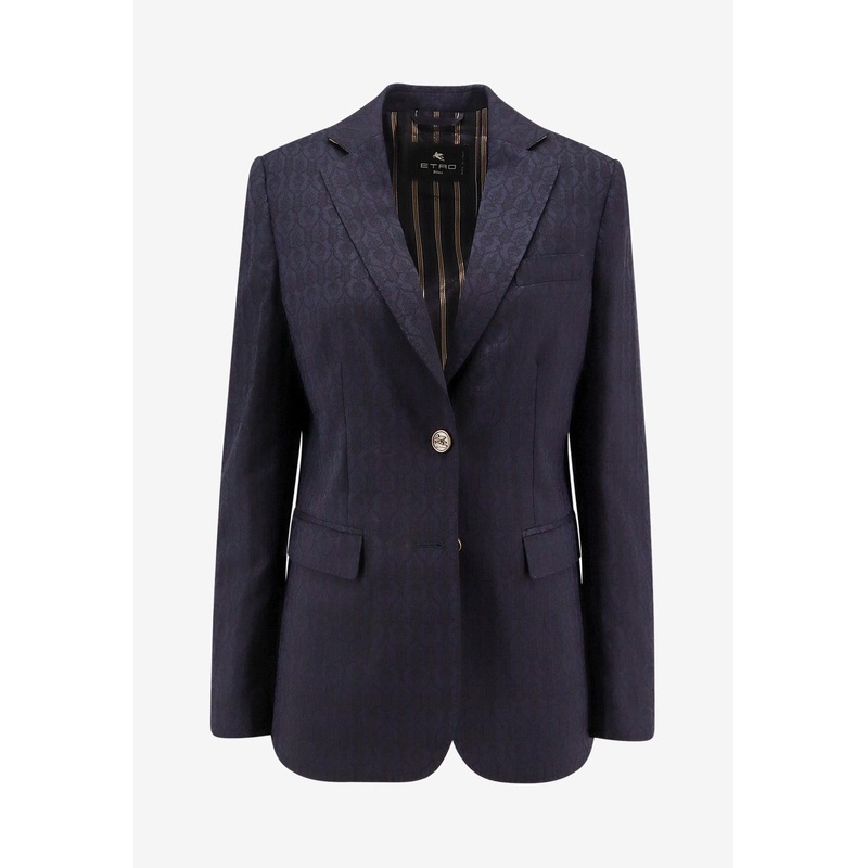 Single-Breasted Jacquard Wool Blazer