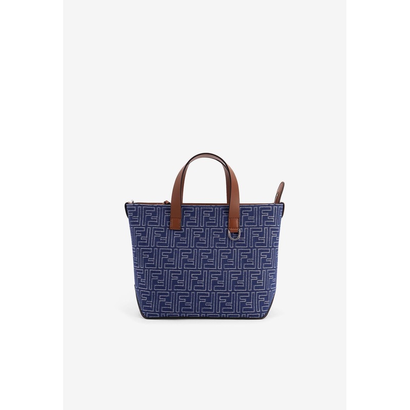 Small FF Jacquard Denim Tote Bag