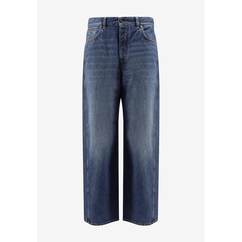 Twisted Straight-Leg Faded Jeans
