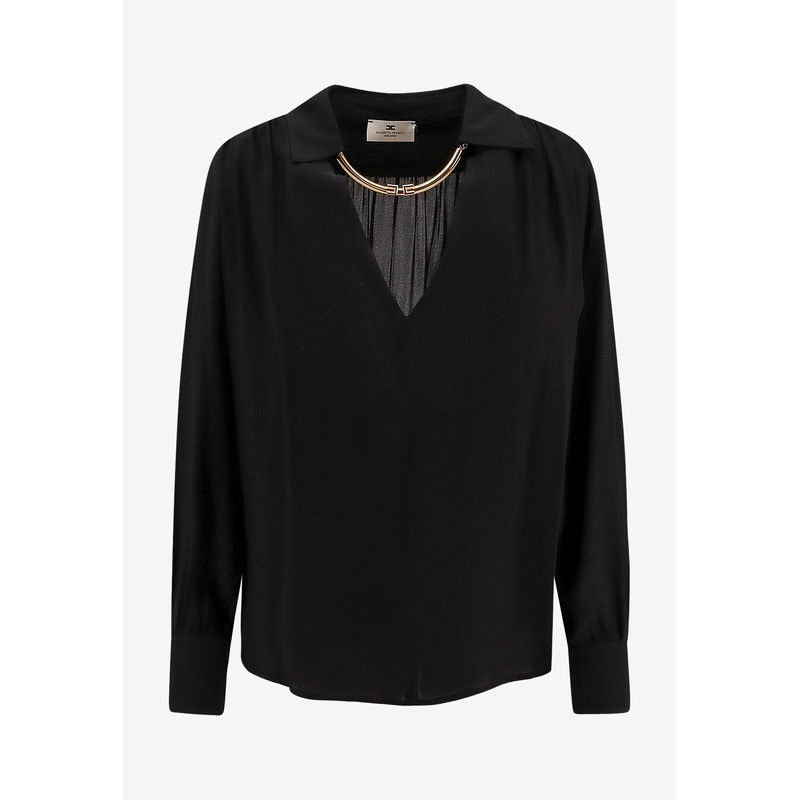 V-neck Chain-Embellished Blouse