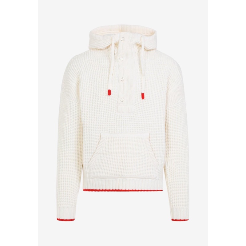 Waffle Knitted Hooded Sweatshirt