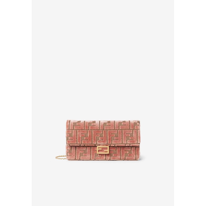 Baguette FF Jacquard Velvet Chain Clutch