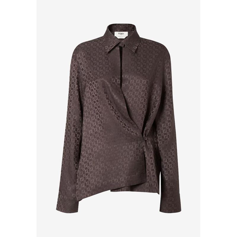 FF Logo Long-Sleeved Silk Shirt