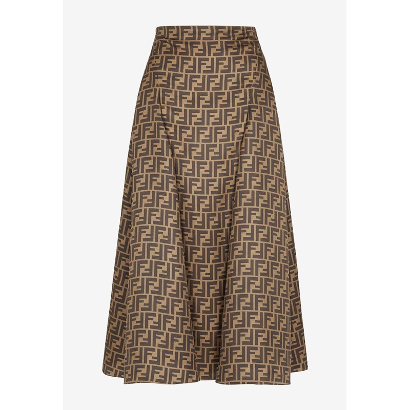 FF Logo Silk Midi Skirt
