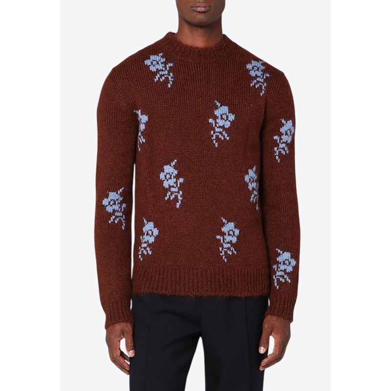 Floral Intarsia Alpaca and Wool Sweater