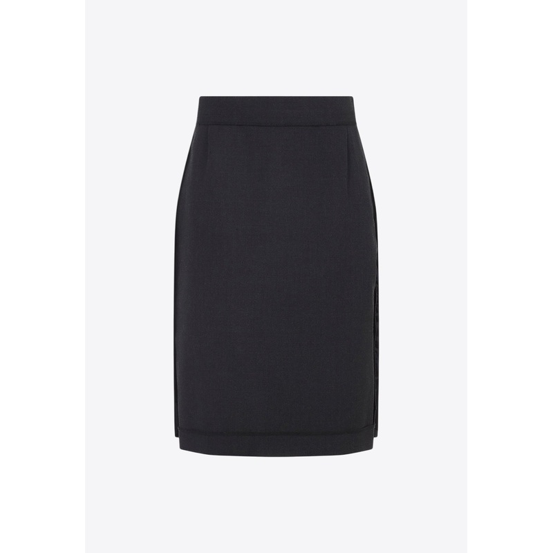 Knee-Length Wool-Blend Skirt