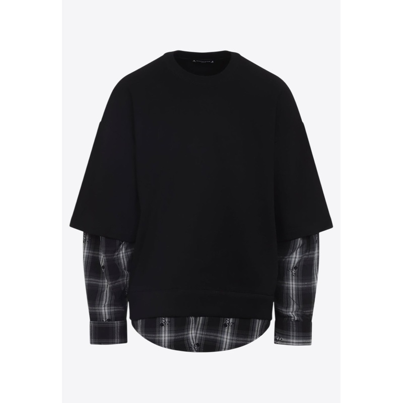 Layered Sweatshirt with Check-Pattern