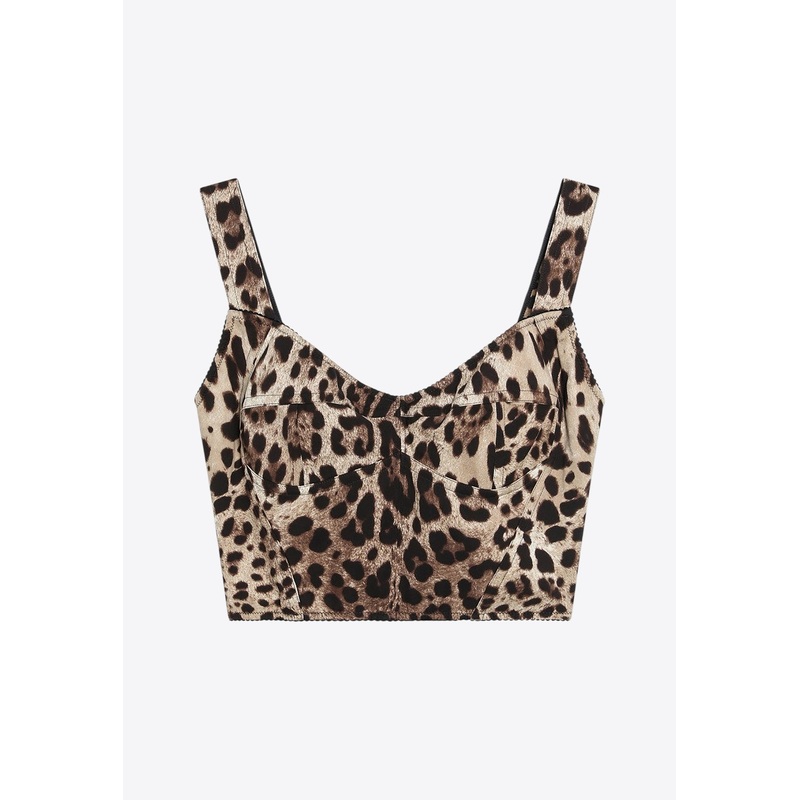 Leopard Print Charmeuse Bustier Top