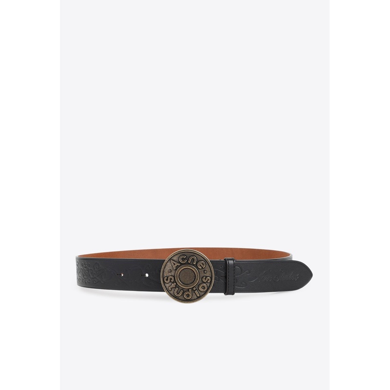 Logo-Embossed Leather Belt