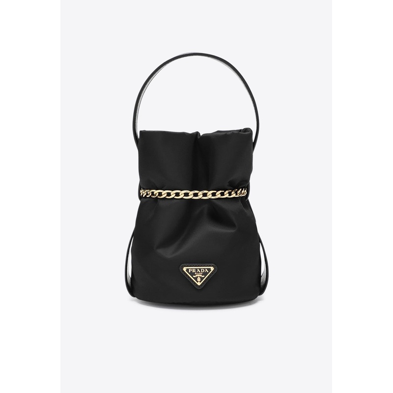 Mini Petit Sac Bucket Bag in Re-Nylon and Nappa Leather