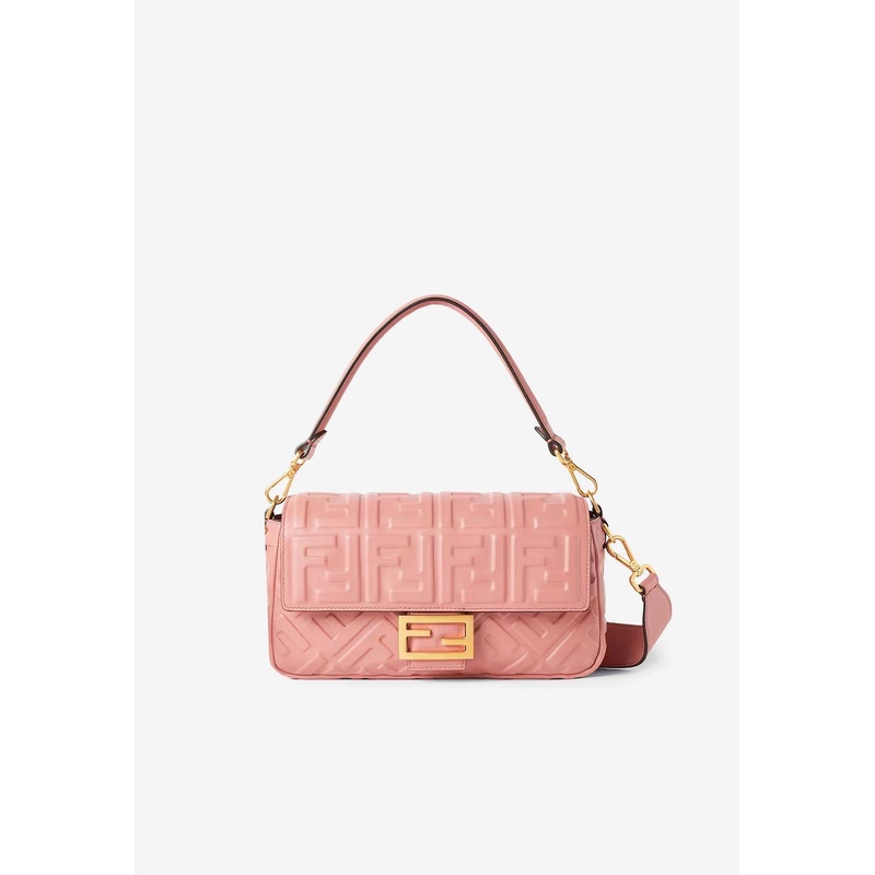 Mykonos Baguette Embossed Leather Shoulder Bag