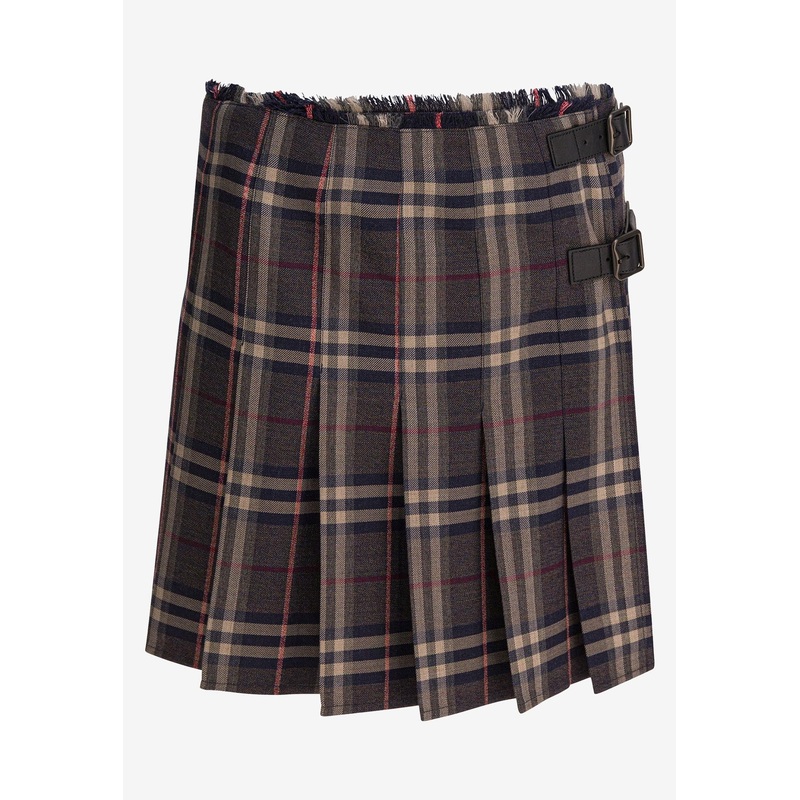 Pleated Check Mini Skirt
