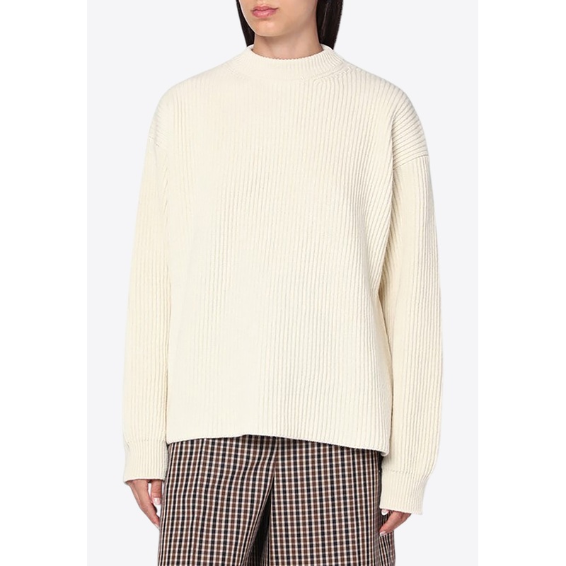 Stand-Up Collar Ribbed Sweater