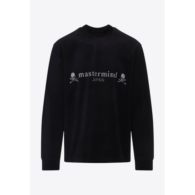 Velour Long-Sleeved Skull T-shirt