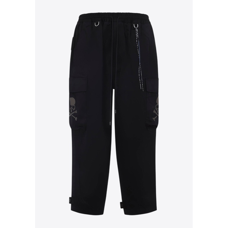 Wide Cargo Pants with Skull-Print