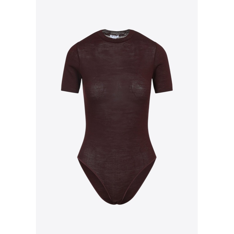 Wool-Blend Crewneck Bodysuit Top