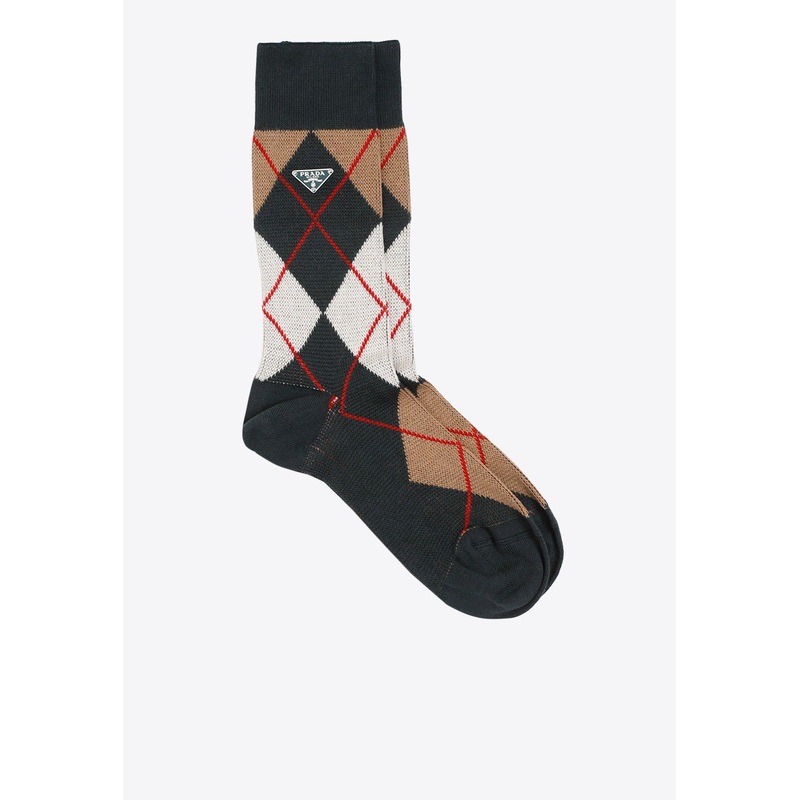 Argyle Check Ribbed Socks