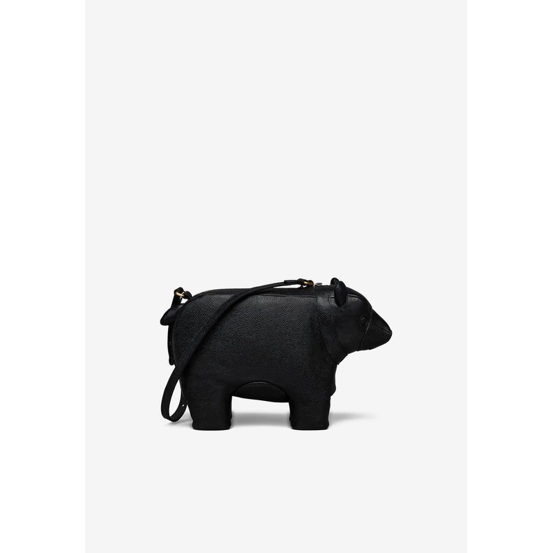 Bear Baguette Grained Leather Shoulder Bag