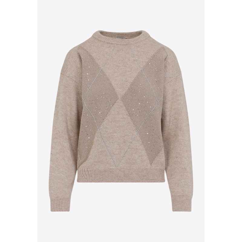 Diamond-Pattern Wool Sweater