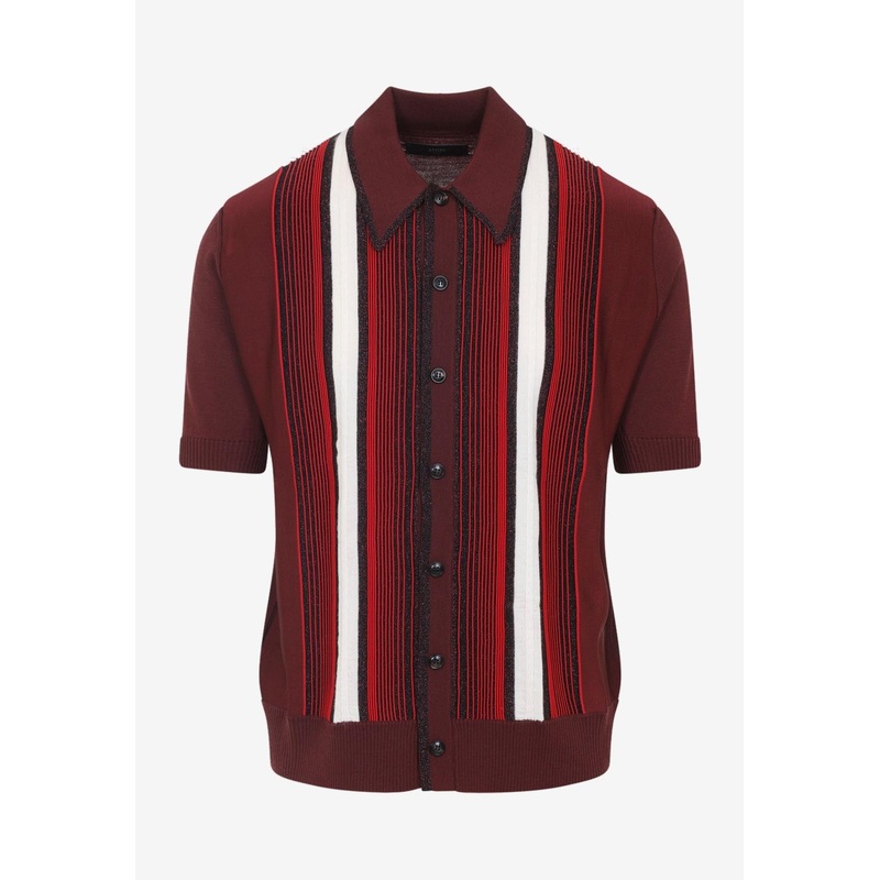 Embellished Striped Short-Sleeved Shirt