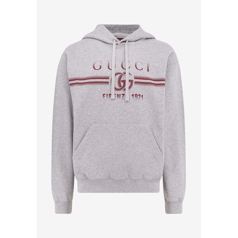 Faded Print Logo Drawstring Hoodie