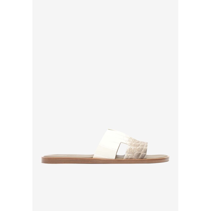 Izmir Sandals in Himalayan Blanc Matt Nilo Croc Leather
