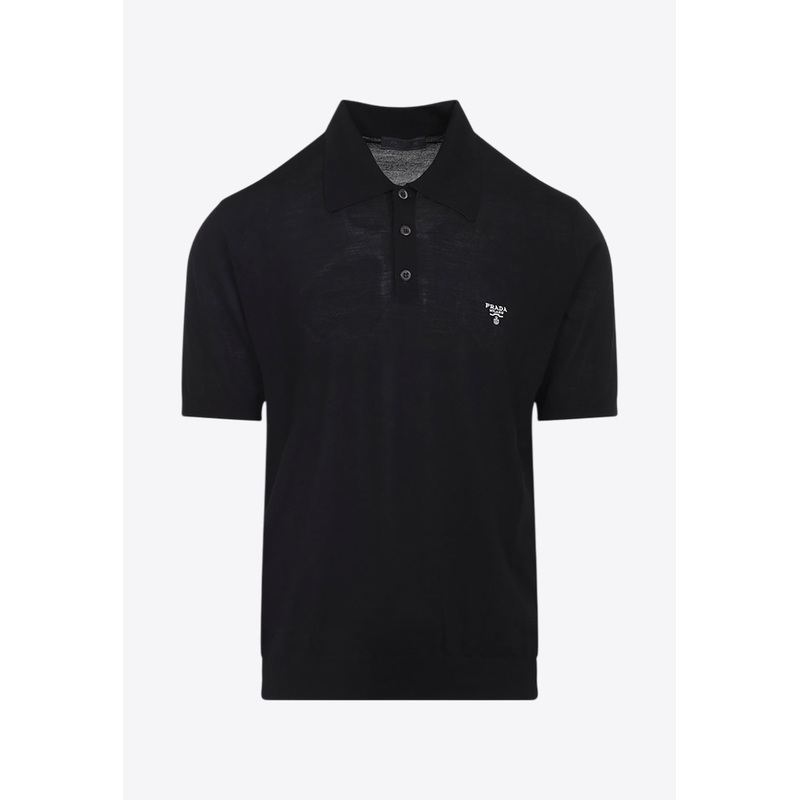 Knit Polo T-shirt with Embroidered-Logo