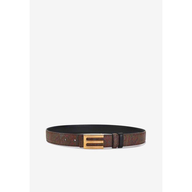 Logo Buckle Paisley Belt