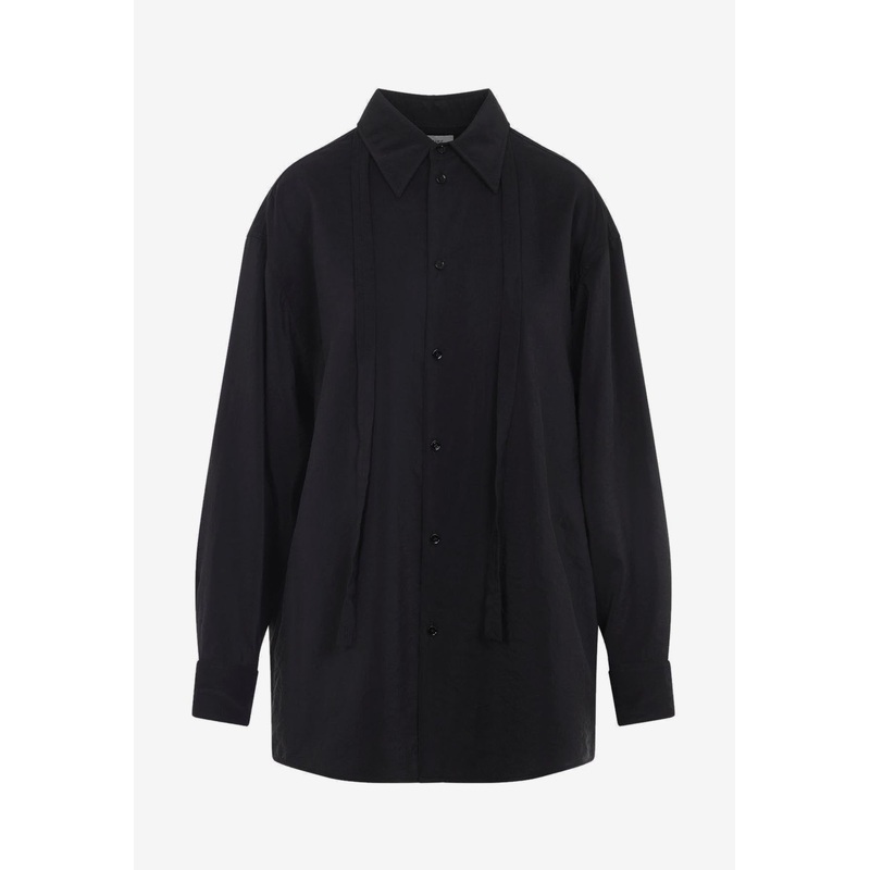 Long-Sleeved Tie-Neck Shirt