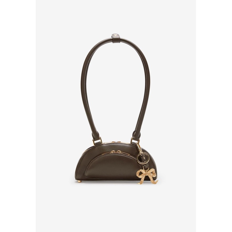 Ribbon Charm Leather Shoulder Bag