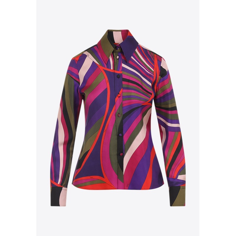 Silk Printed Long-Sleeved Shirt