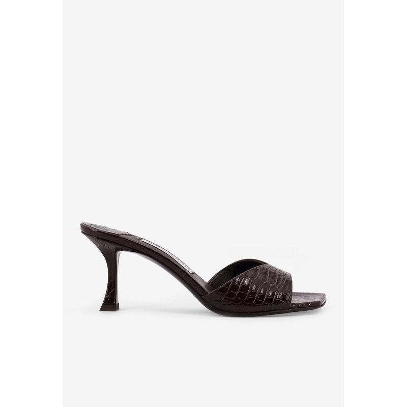 Skye 70 Croc-Embossed Leather Mules