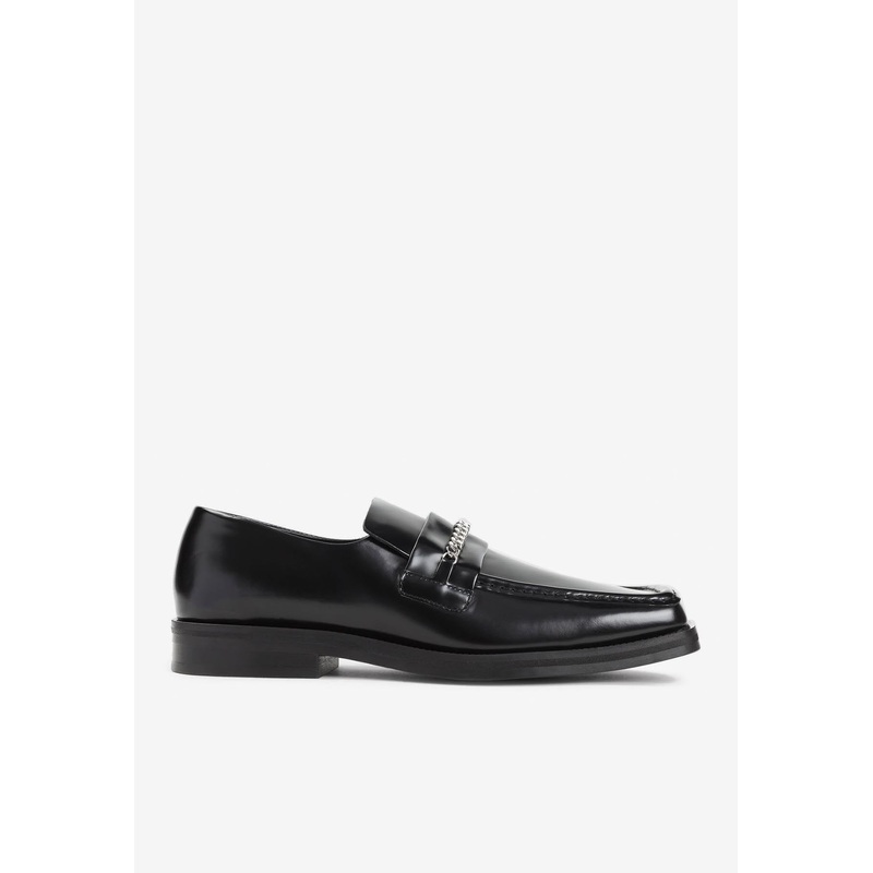 Square-Toe Leather Loafers