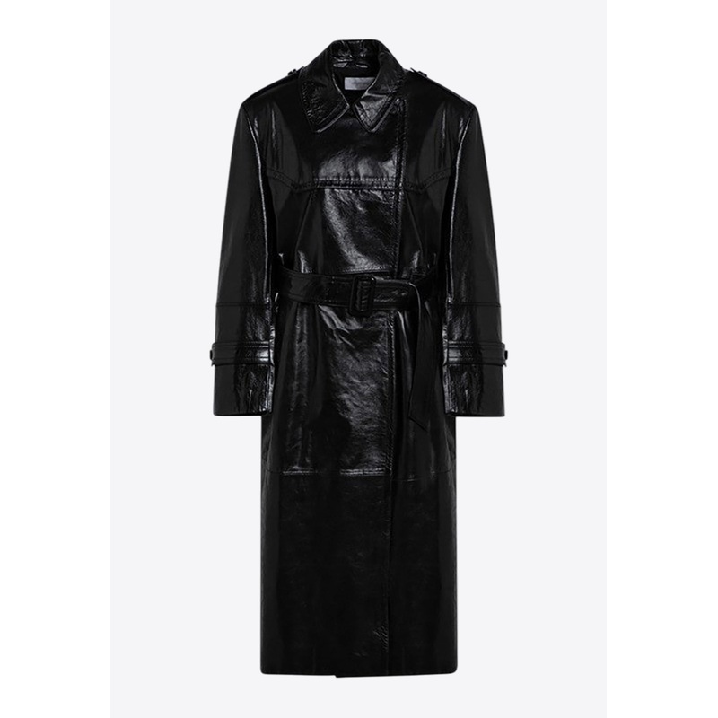 Alfeo Semi-Glossy Leather Trench Coat