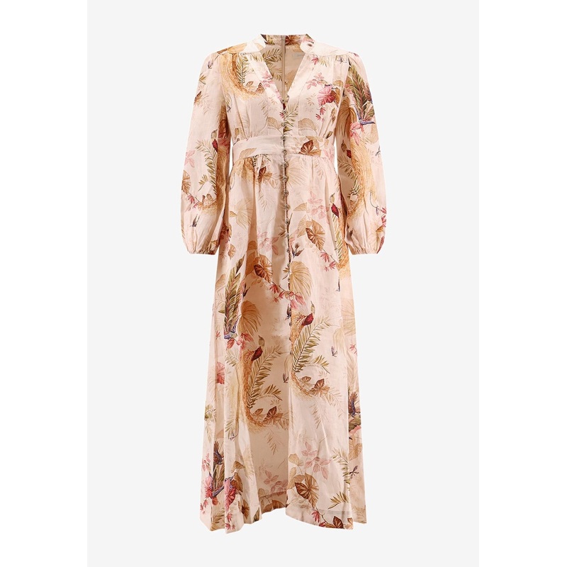 Ascension Plunge Linen Midi Dress