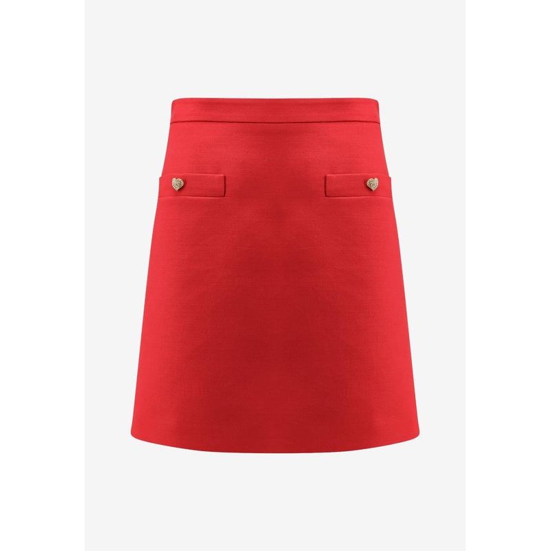 Couture Mini Skirt with Heart-Jewel Buttons