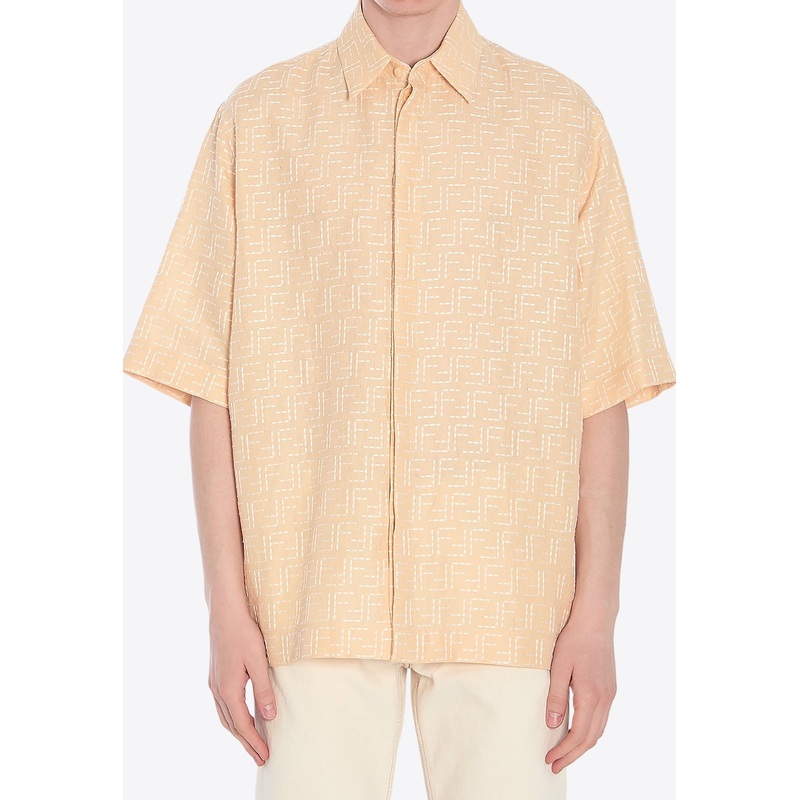 FF Jacquard Linen Short-Sleeved Shirt