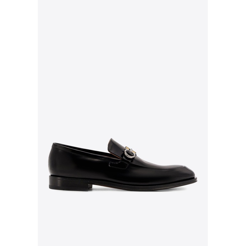 Gancini Shiny Leather Loafers