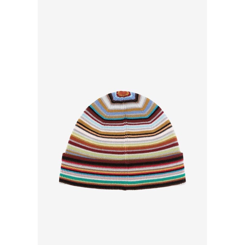 Intarsia Knit Striped Beanie