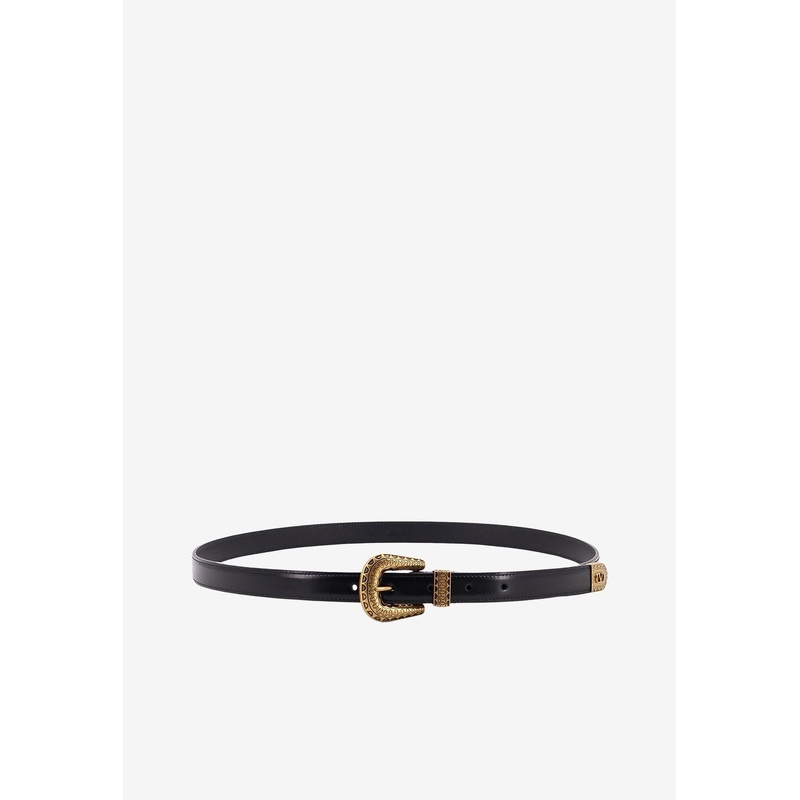 Leather Belt with Engraved-Buckle