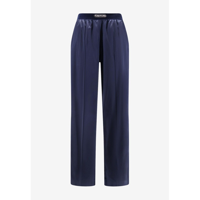 Logo Waistband Wide-Leg Pants