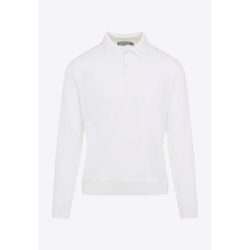 Long-Sleeved Polo T-shirt in Wool, Silk and Cashmere