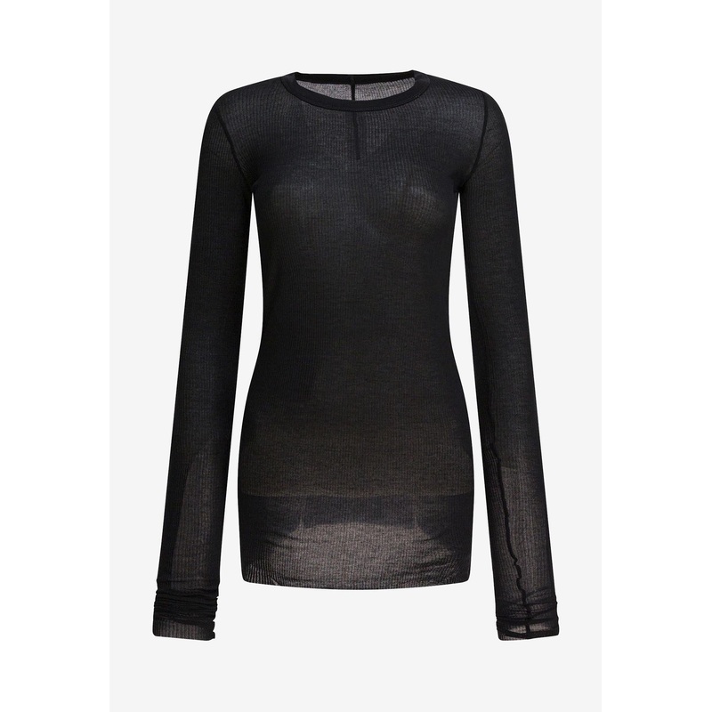 Long-Sleeved Semi Sheer T-shirt